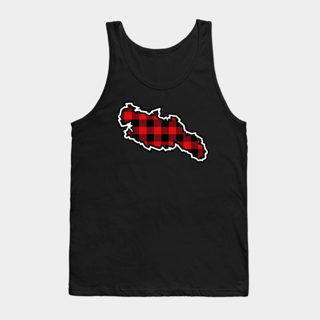 Lasqueti Island Silhouette in Red and Black Plaid - Simple Canadian Pattern - Lasqueti Island Tank Top by Bleeding Red Paint